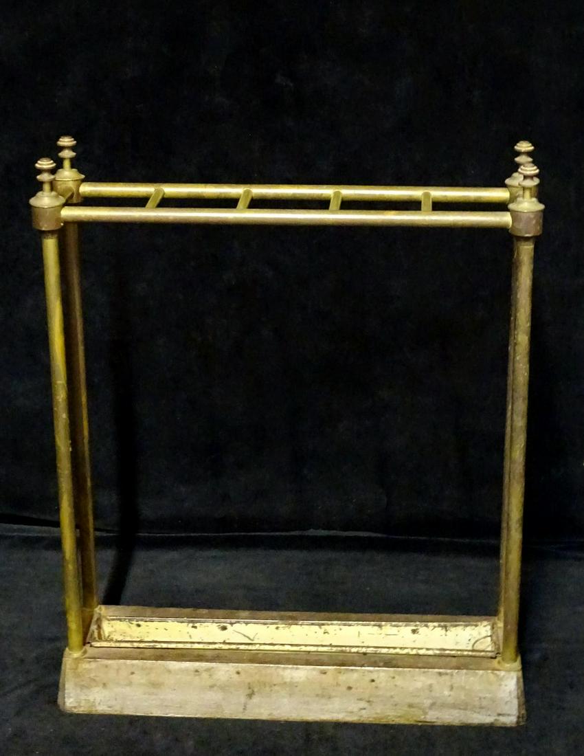 FRENCH BRASS & IRON UMBRELLA STAND 13.5" X 19.5" X 5": FRENCH BRASS & IRON UMBRELLA STAND 13.5" X 19.5" X 5"