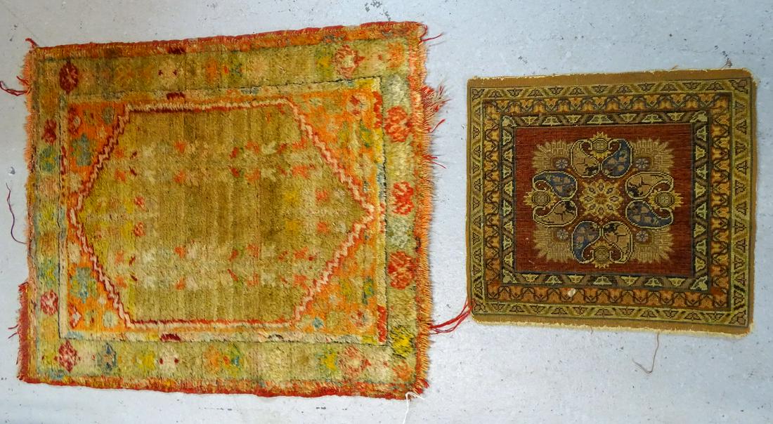 2 TURKISH PRAYER RUGS 1' 5" X 1' 5" & 2' 10" X 2' 4": 2 TURKISH PRAYER RUGS 1' 5" X 1' 5" & 2' 10" X 2' 4"
