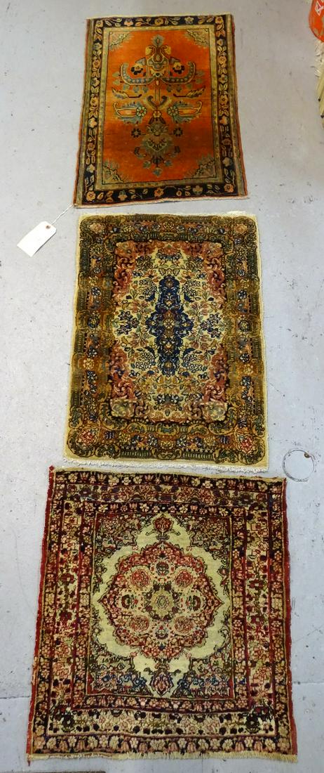 3 ORIENTAL PRAYER RUGS 2'7" X 1' 10", 2'6" X 1' 8" &: 3 ORIENTAL PRAYER RUGS 2'7" X 1' 10", 2'6" X 1' 8" & 2'3" X 2'1"