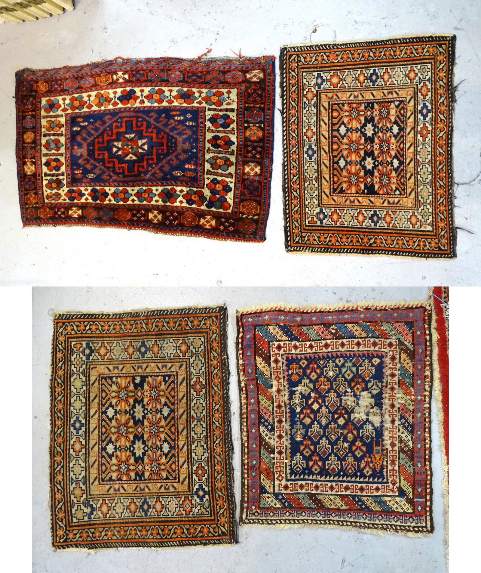 4 KURDISH RUGS: 3' 8" X 2' 2" (LARGEST): 4 KURDISH RUGS: 3' 8" X 2' 2" (LARGEST)