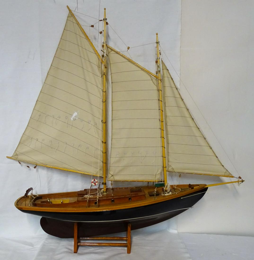 CONTEMPORARY BOAT MODEL (LARGE BLACK HULL) 46" X 44": CONTEMPORARY BOAT MODEL (LARGE BLACK HULL) 46" X 44"