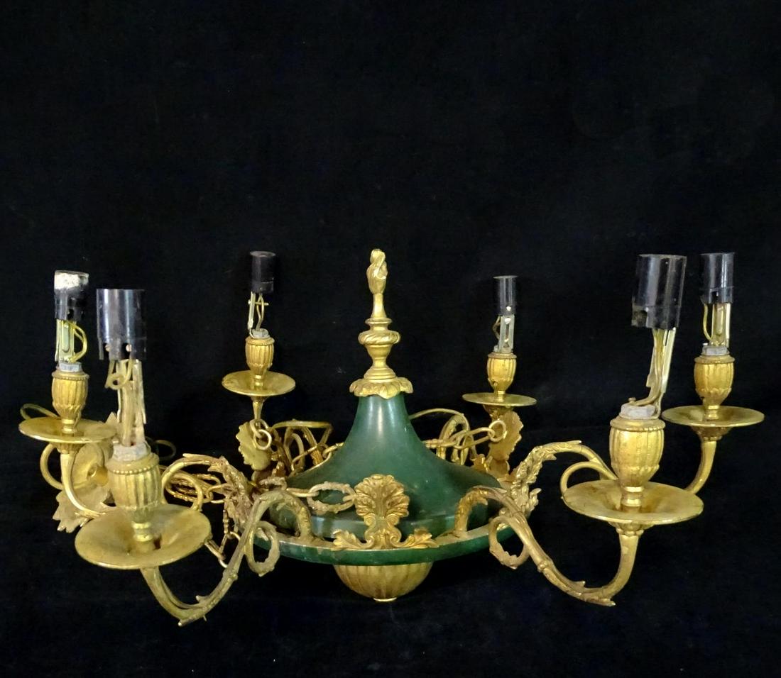 BRONZE & TOLE 6 LIGHT FIXTURE 20"H: BRONZE & TOLE 6 LIGHT FIXTURE 20"H