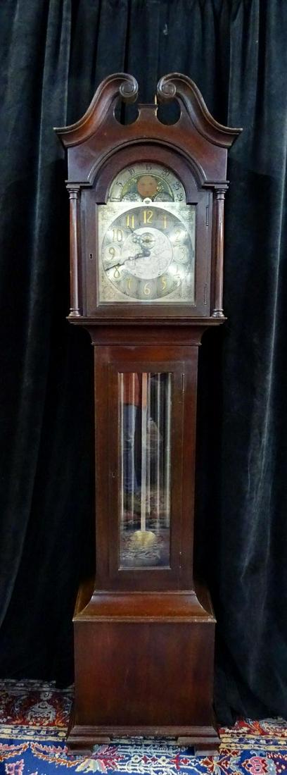 HERSCHEDE 5 TUBE TALLCASE CLOCK (ELECTRIC) 83"H 19"W: HERSCHEDE 5 TUBE TALLCASE CLOCK (ELECTRIC) 83"H 19"W 14"D