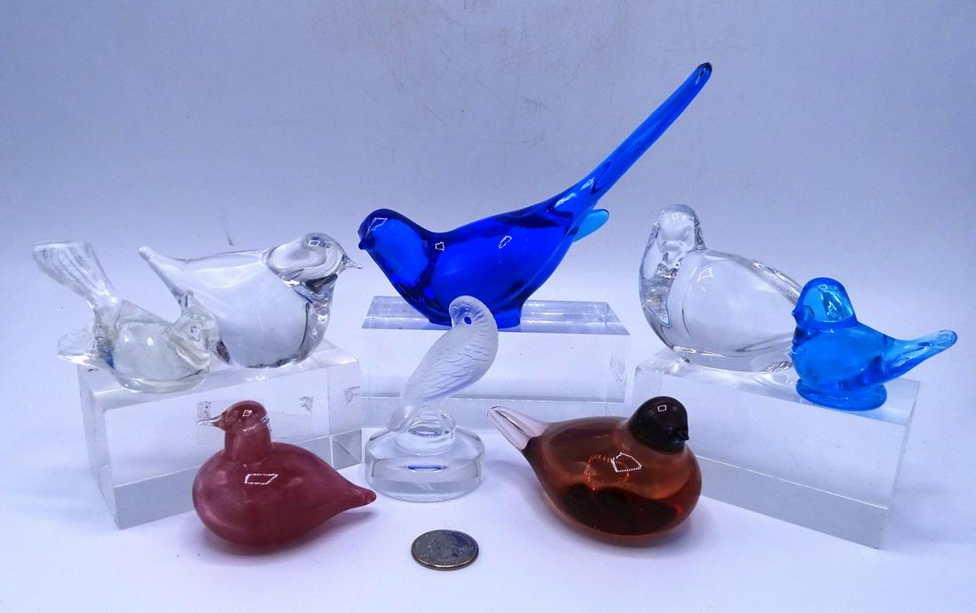 LOT 8 GLASS BIRDS INC. VAL ST LAMBERT, LALIQUE,: LOT 8 GLASS BIRDS INC. VAL ST LAMBERT, LALIQUE, ORREFORS 5" TALLEST