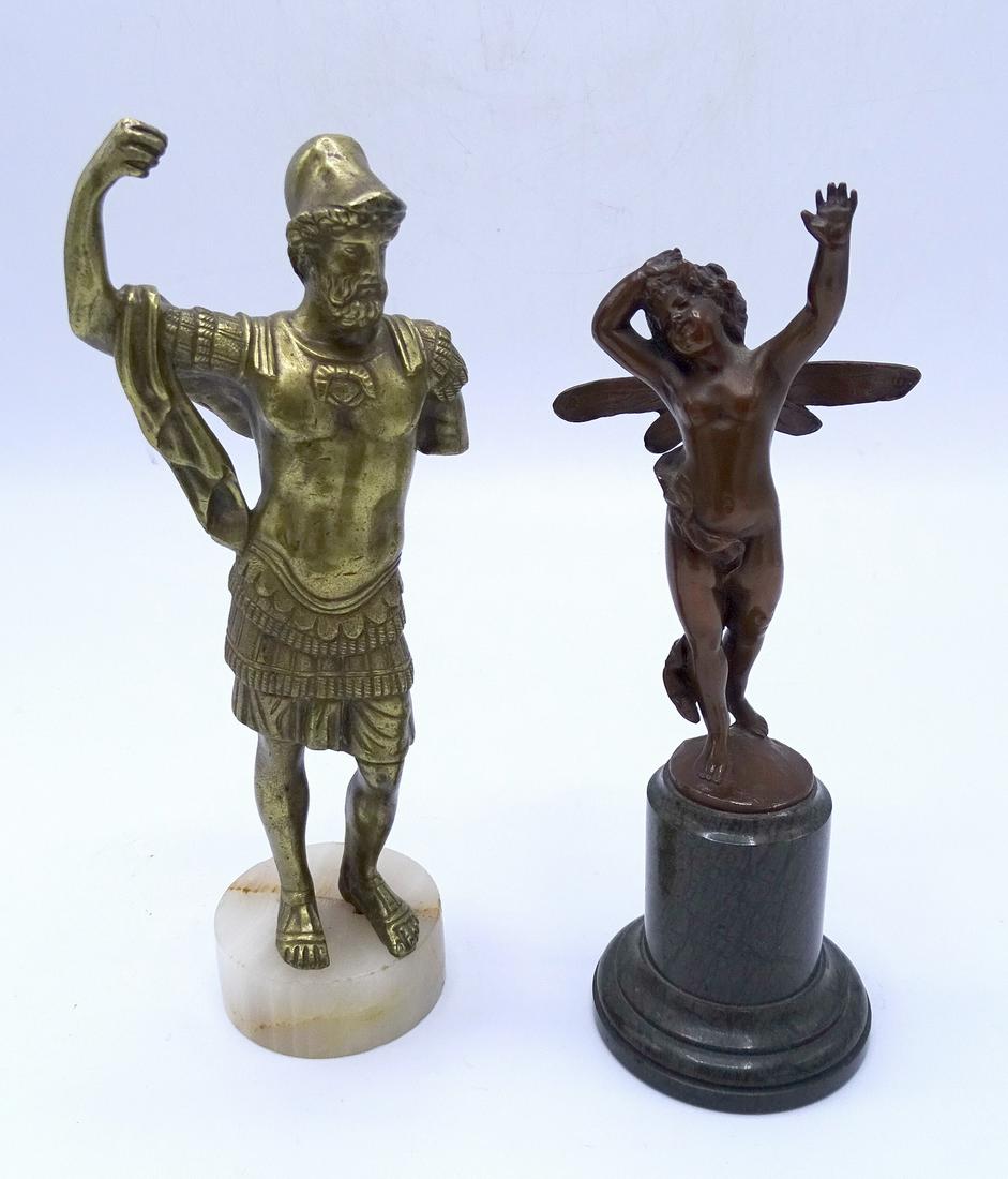2 BRONZE FIGURES, SPRITE & SOLDIER 7.5"H: 2 BRONZE FIGURES, SPRITE & SOLDIER 7.5"H