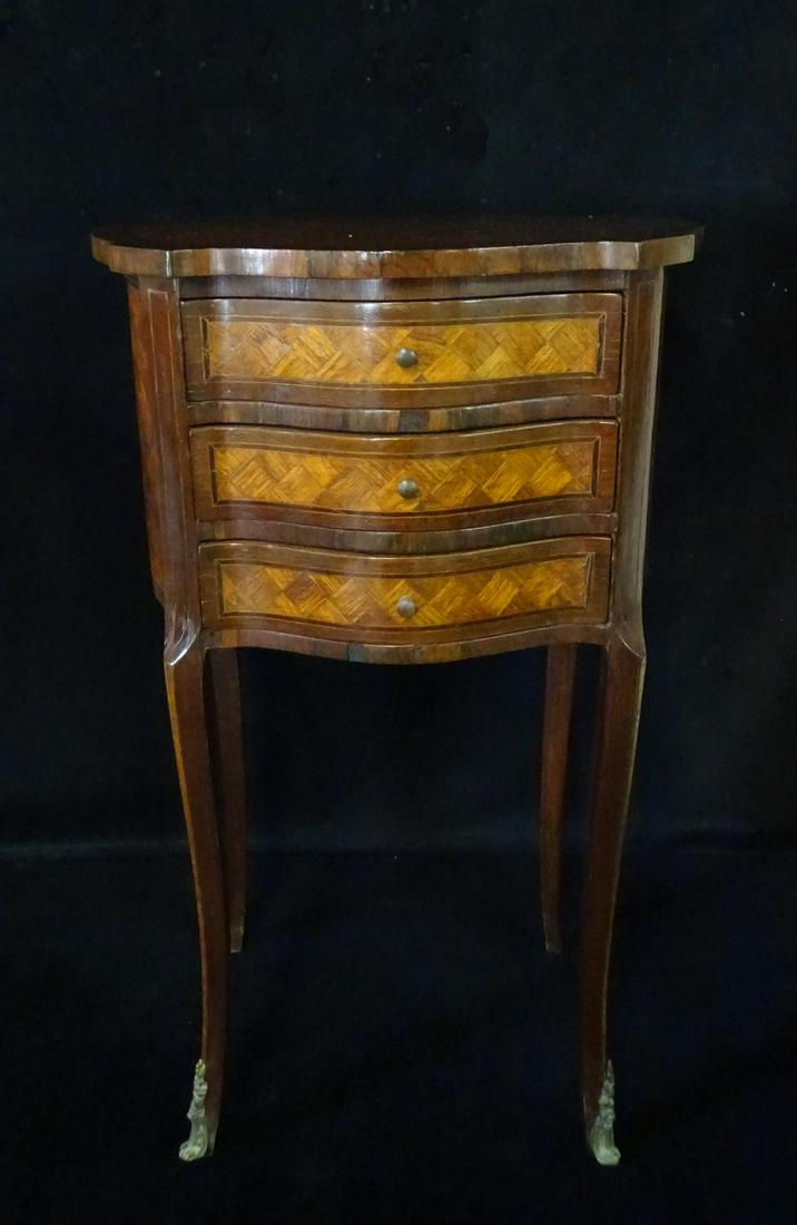LOUIS XV STYLE INLAID PETIT COMMODE 30"H 18"W 14"D: LOUIS XV STYLE INLAID PETIT COMMODE 30"H 18"W 14"D