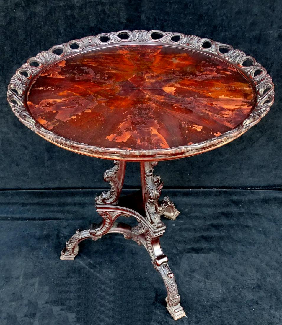 MAHOGANY PIE CRUST TABLE 30.5"H 28" DIA.: MAHOGANY PIE CRUST TABLE 30.5"H 28" DIA.