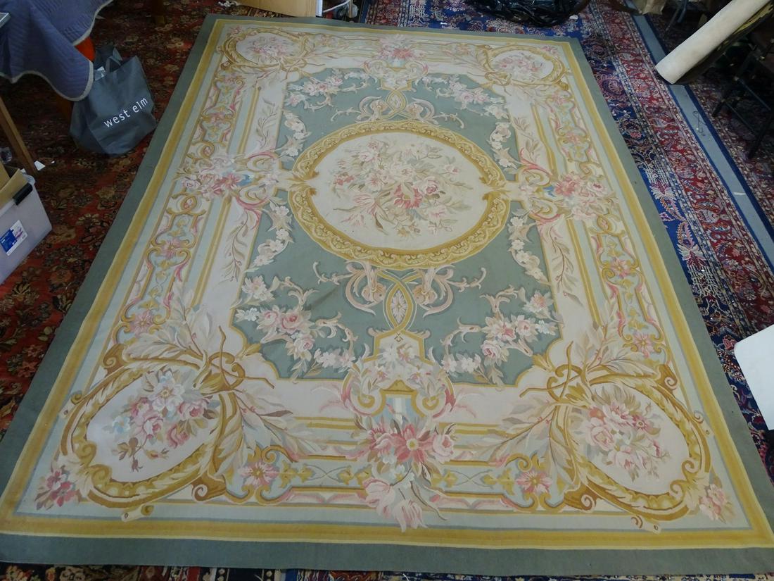 FRENCH AUBUSSON STYLE RUG 9' X 12'3": FRENCH AUBUSSON STYLE RUG 9' X 12'3"