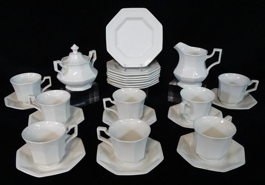 25 PC. JOHNSON BROS. IRONSTONE TEA SET: 25 PC. JOHNSON BROS. IRONSTONE TEA SET