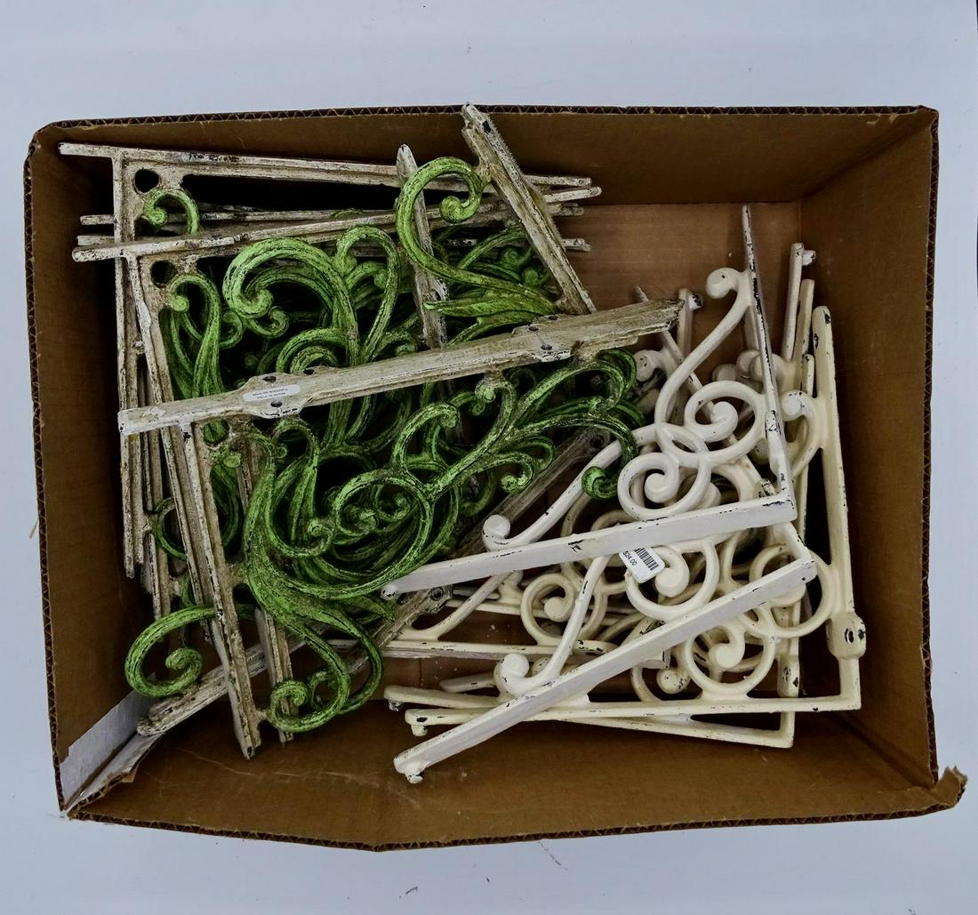 10 PAIRS PAINTED METAL BRACKETS 11X9" LARGEST: 10 PAIRS PAINTED METAL BRACKETS 11X9" LARGEST