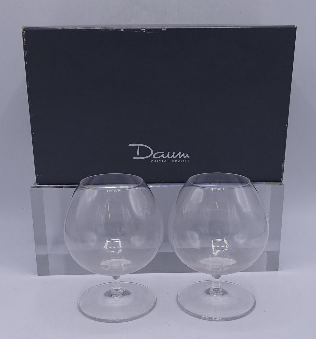 PR. DAUM CRYSTAL FRANCE GLASSES WITH BOX 6"H: PR. DAUM CRYSTAL FRANCE GLASSES WITH BOX 6"H