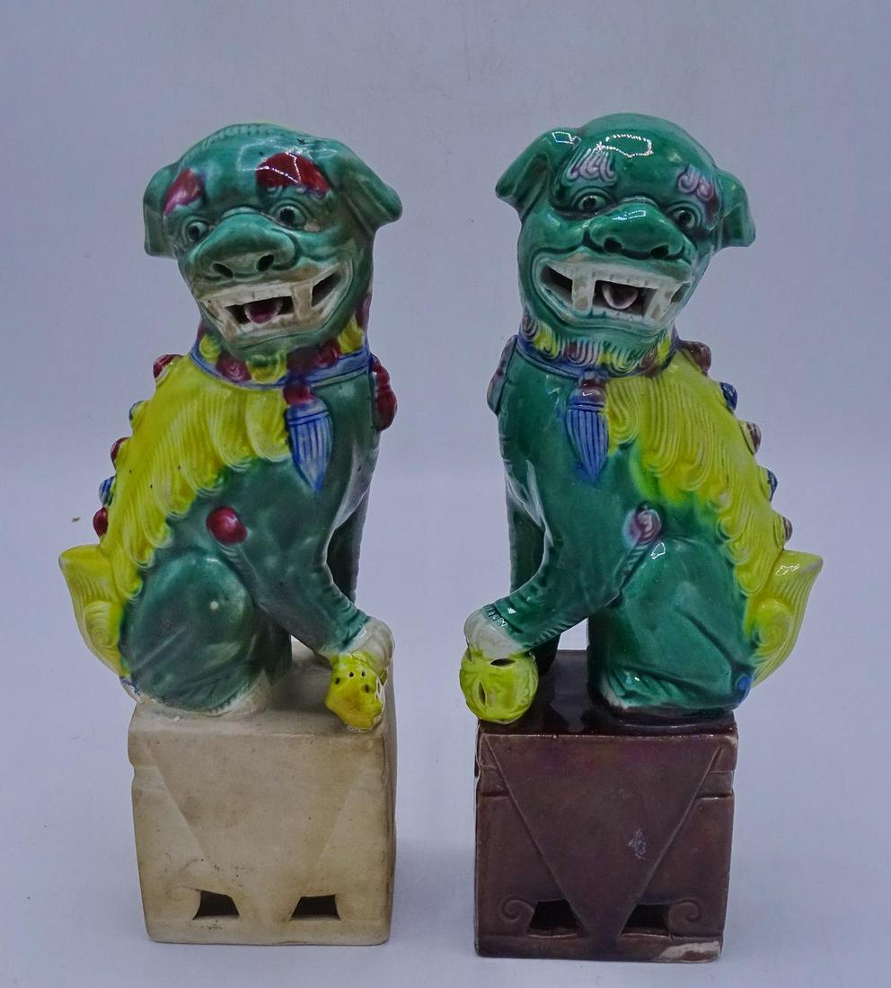 PR. CHINESE CERAMIC FOO DOGS 8"H: PR. CHINESE CERAMIC FOO DOGS 8"H