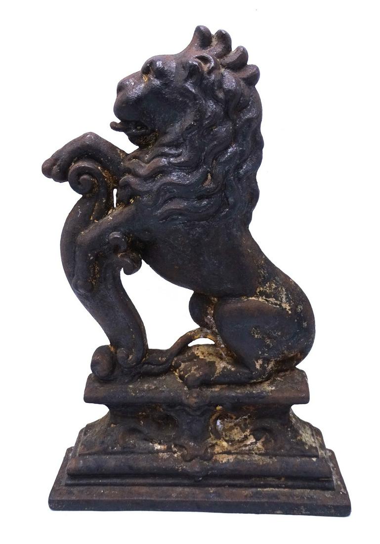 ENGLISH CAST IRON LION DOORSTOP 15"H: ENGLISH CAST IRON LION DOORSTOP 15"H