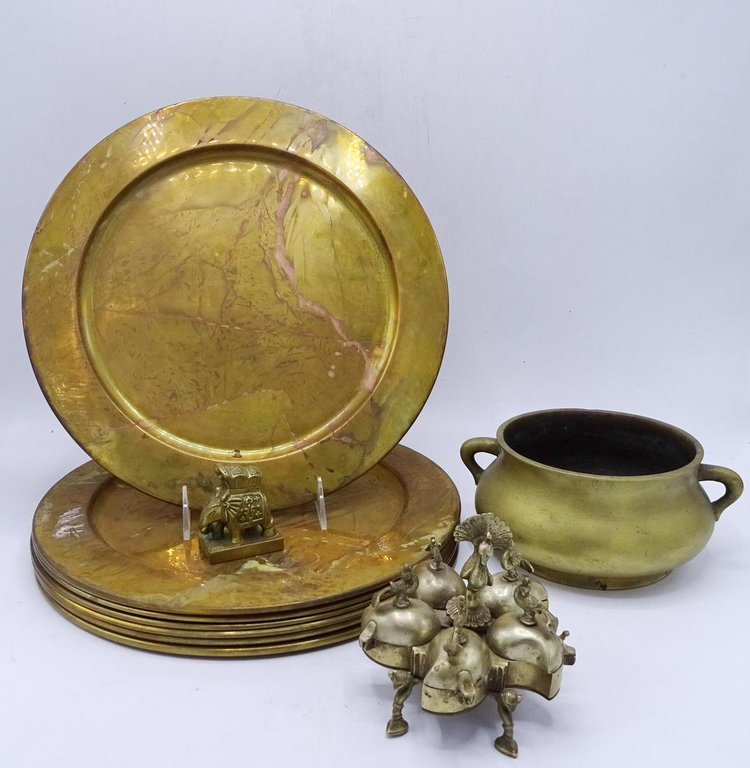 11 PC. BRASS LOT; PLATES 11 " DIA.: 11 PC. BRASS LOT; PLATES 11 " DIA.