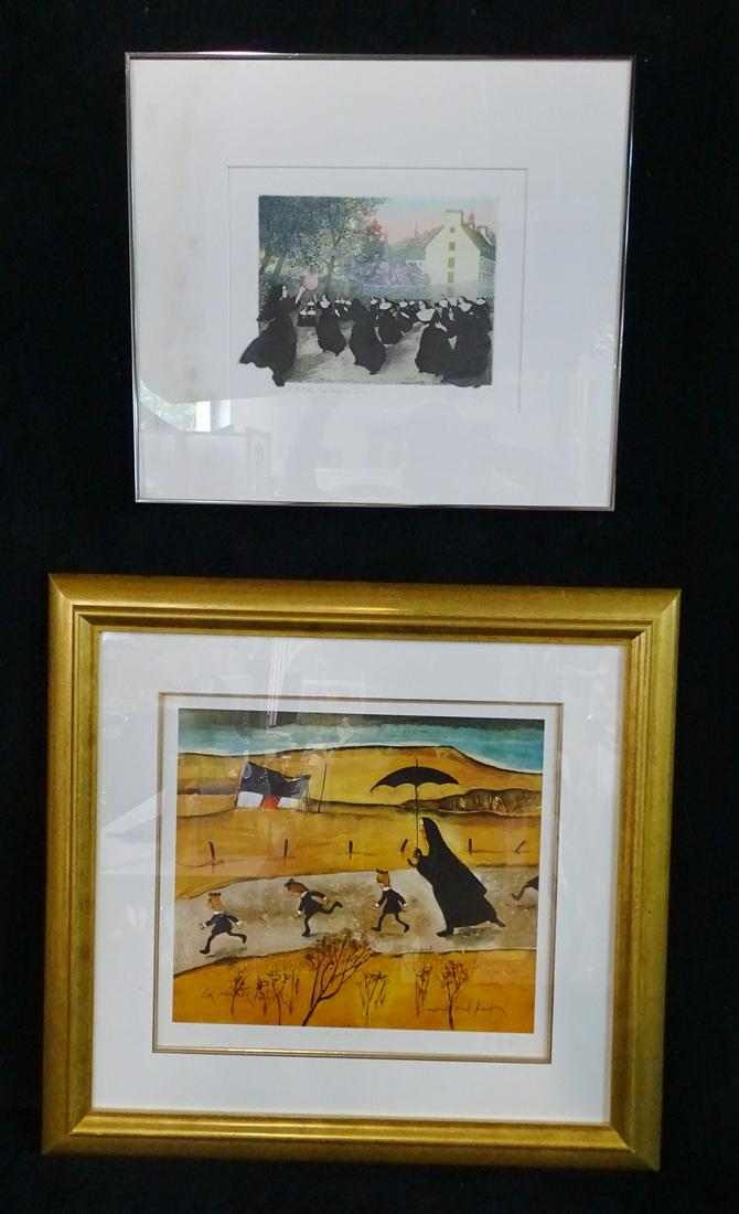 2 PRINTS "NUNS" BOTH SGN. 1 ETCHING 9.5X12 & 16X17": 2 PRINTS "NUNS" BOTH SGN. 1 ETCHING 9.5X12 & 16X17"