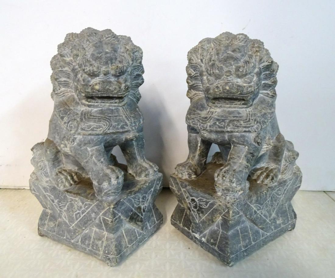 PR. ASIAN STONE FOO DOGS: PR. ASIAN STONE FOO DOGS 8"H