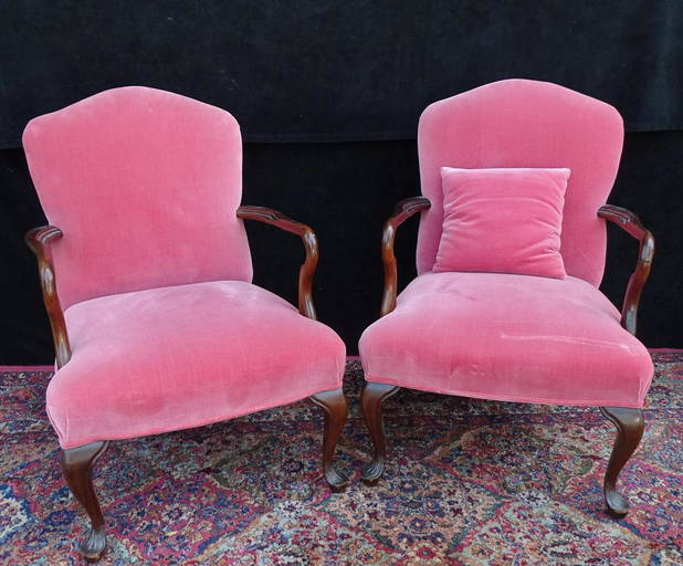 QUEEN ANNE STYLE VELVET UPHOLSTERED HIGHBACK CHAIRS Aug 02, 2020