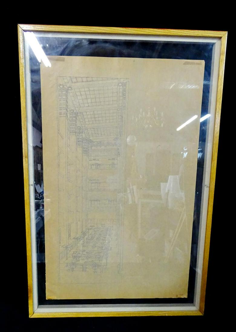 FRANK LLOYD WRIGHT WHITE PRINT LARKIN CO. BLIND STAMP: FRANK LLOYD WRIGHT WHITE PRINT LARKIN CO. BLIND STAMP MIDDLE RIGHT 25X16"