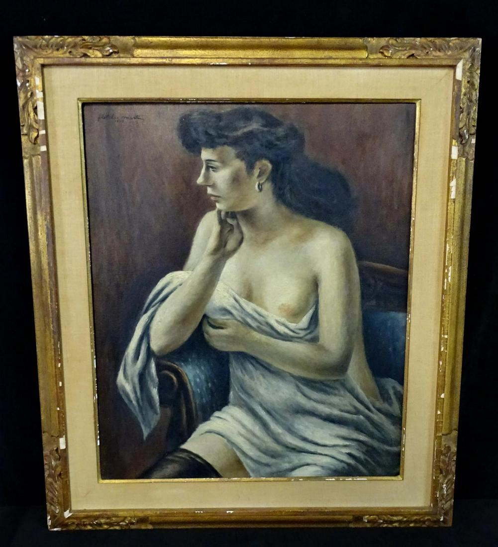 FLETCHER MARTIN SGN. OIL ON CANVAS WOMAN DRESSING: FLETCHER MARTIN SGN. OIL ON CANVAS WOMAN DRESSING 30X25"