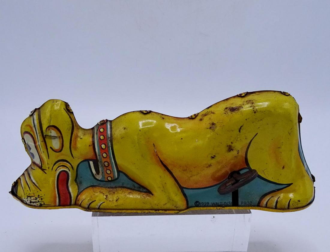 WALT DISNEY PLUTO TIN WIND UP, MARX 1939 2.5" X 8" X: WALT DISNEY PLUTO TIN WIND UP, MARX 1939 2.5" X 8" X 2.5"