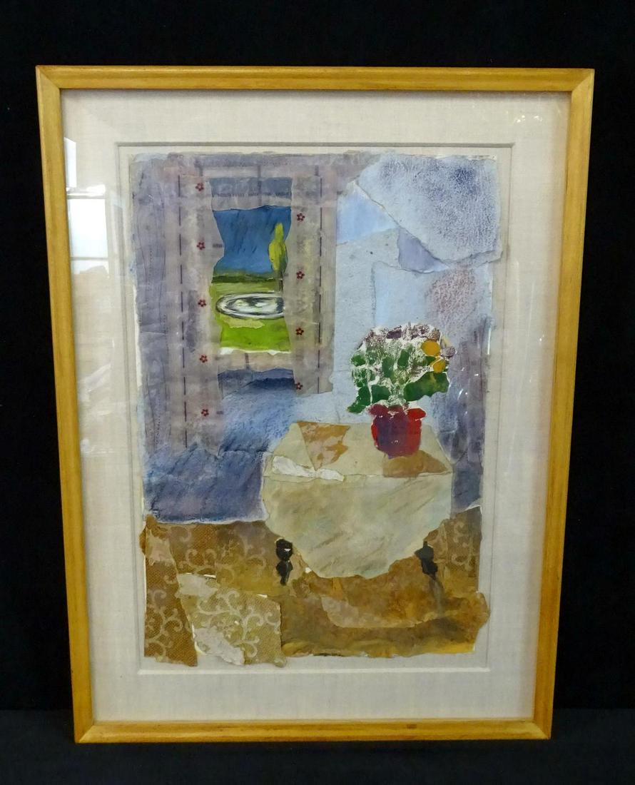 KAREN BREUNIG SGN. COLLAGE "VIEW OF A WINDOW": KAREN BREUNIG SGN. COLLAGE "VIEW OF A WINDOW" PROVENANCE KRAUSHAAR GALLERIES