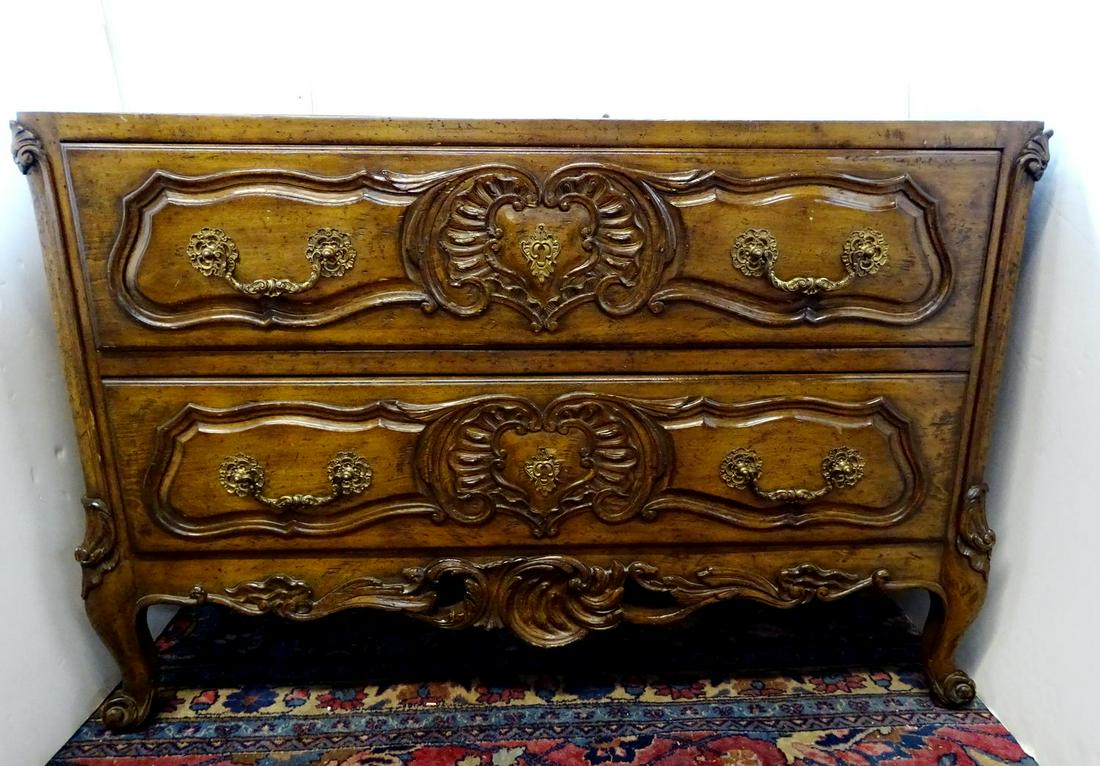 AUFFRAY COUNTRY FRENCH 2 DRAWER COMMODE 33"H 47"L 18"D: AUFFRAY COUNTRY FRENCH 2 DRAWER COMMODE 33"H 47"L 18"D (NO MARBLE)