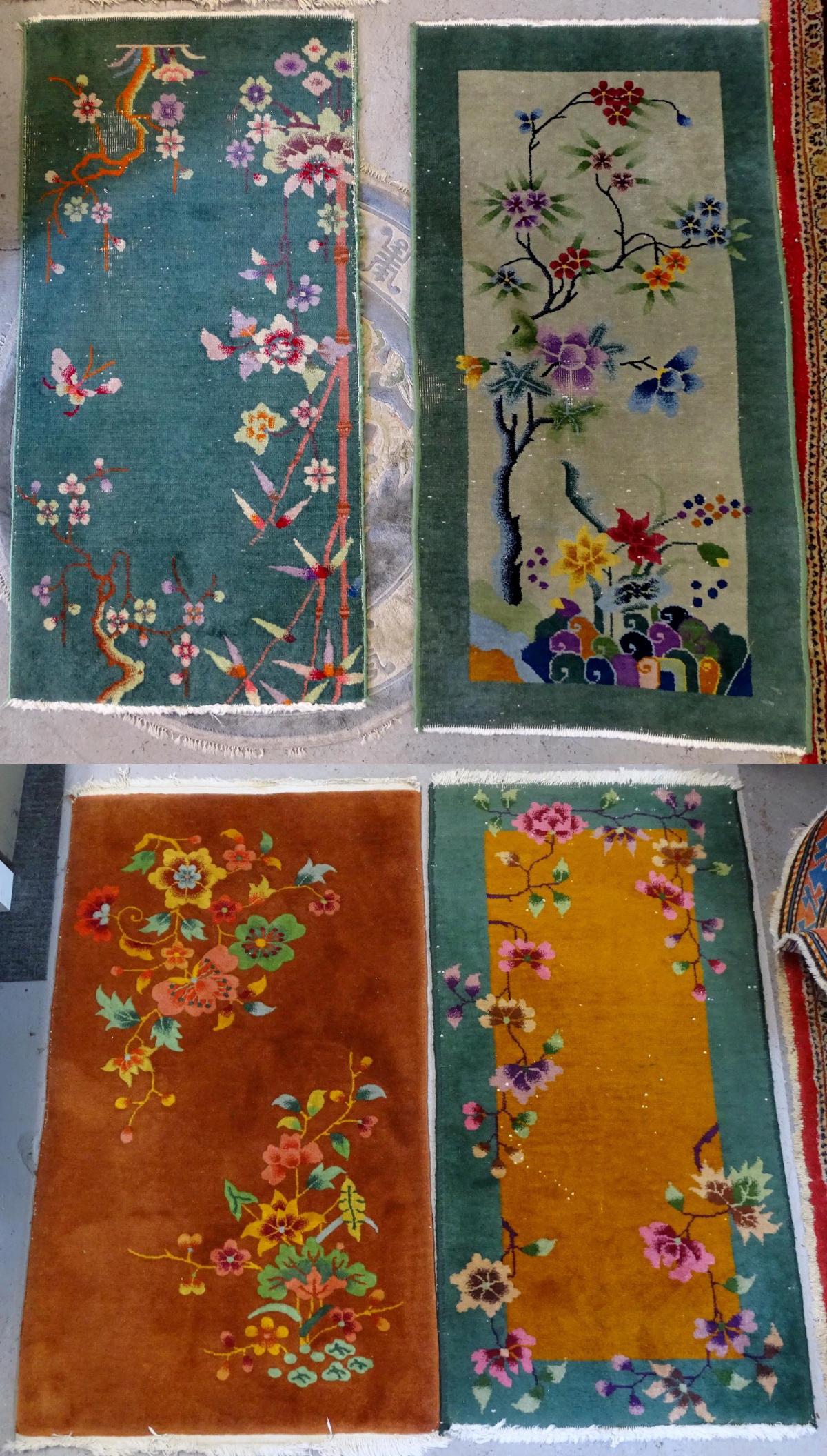GROUP 4 CHINESE NICHOLS THROW RUGS 3'10" X 2'3" LARGEST: GROUP 4 CHINESE NICHOLS THROW RUGS 3'10" X 2'3" LARGEST
