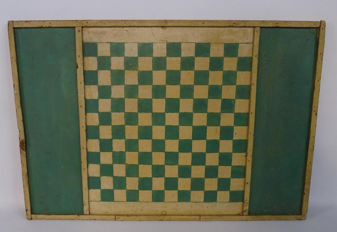 ANTIQUE GREEN GAMEBOARD 31X21": ANTIQUE GREEN GAMEBOARD 31X21"