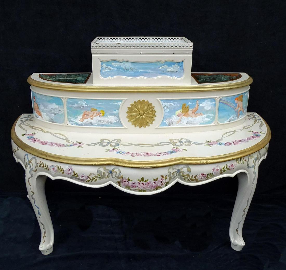 SGN. DECORATED PLANTER TABLE 30"H 42"L 22"D: SGN. DECORATED PLANTER TABLE 30"H 42"L 22"D