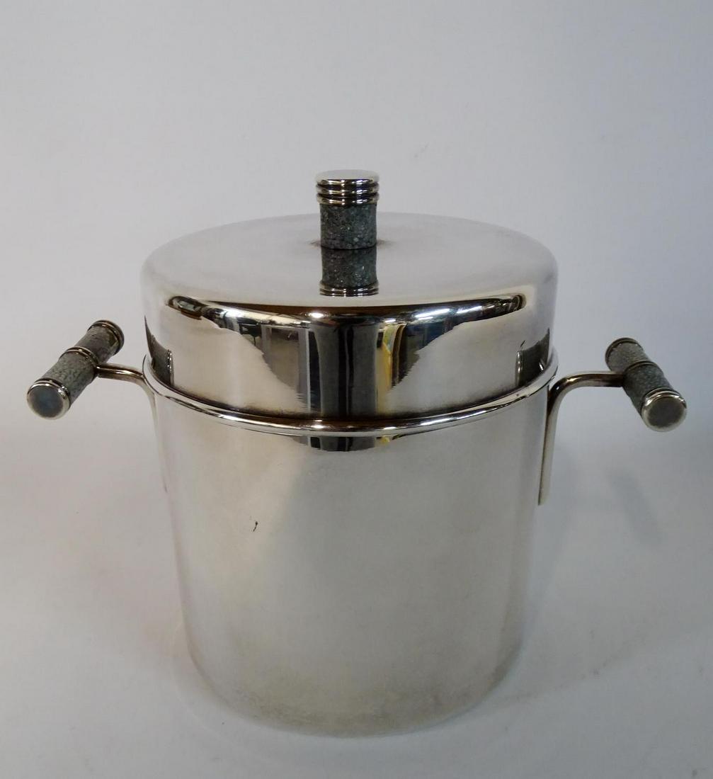 SHAGREEN & SILVERPLATE ICE BUCKET 8"H: SHAGREEN & SILVERPLATE ICE BUCKET 8"H
