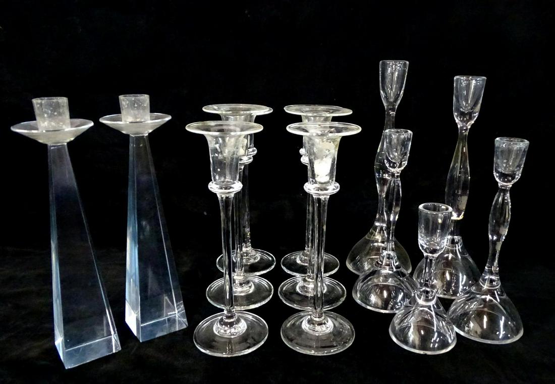 COLLECTION 13 GLASS CANDLESTICKS INC. SIMON PIERCE &: COLLECTION 13 GLASS CANDLESTICKS INC. SIMON PIERCE & ORREFORS 12"H TALLEST