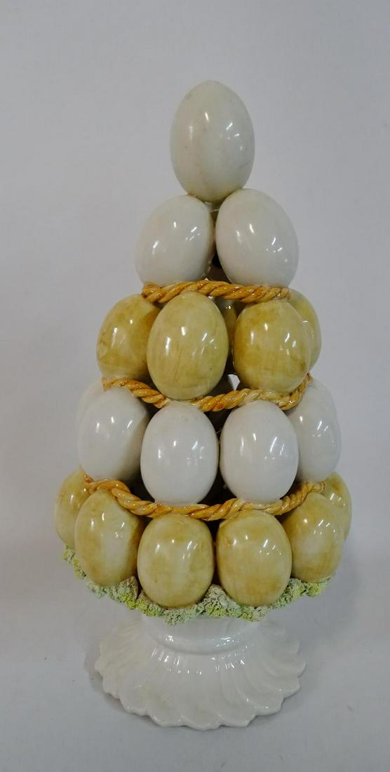 ITALIAN CERAMIC TOWER OF EGGS 15"H: ITALIAN CERAMIC TOWER OF EGGS 15"H