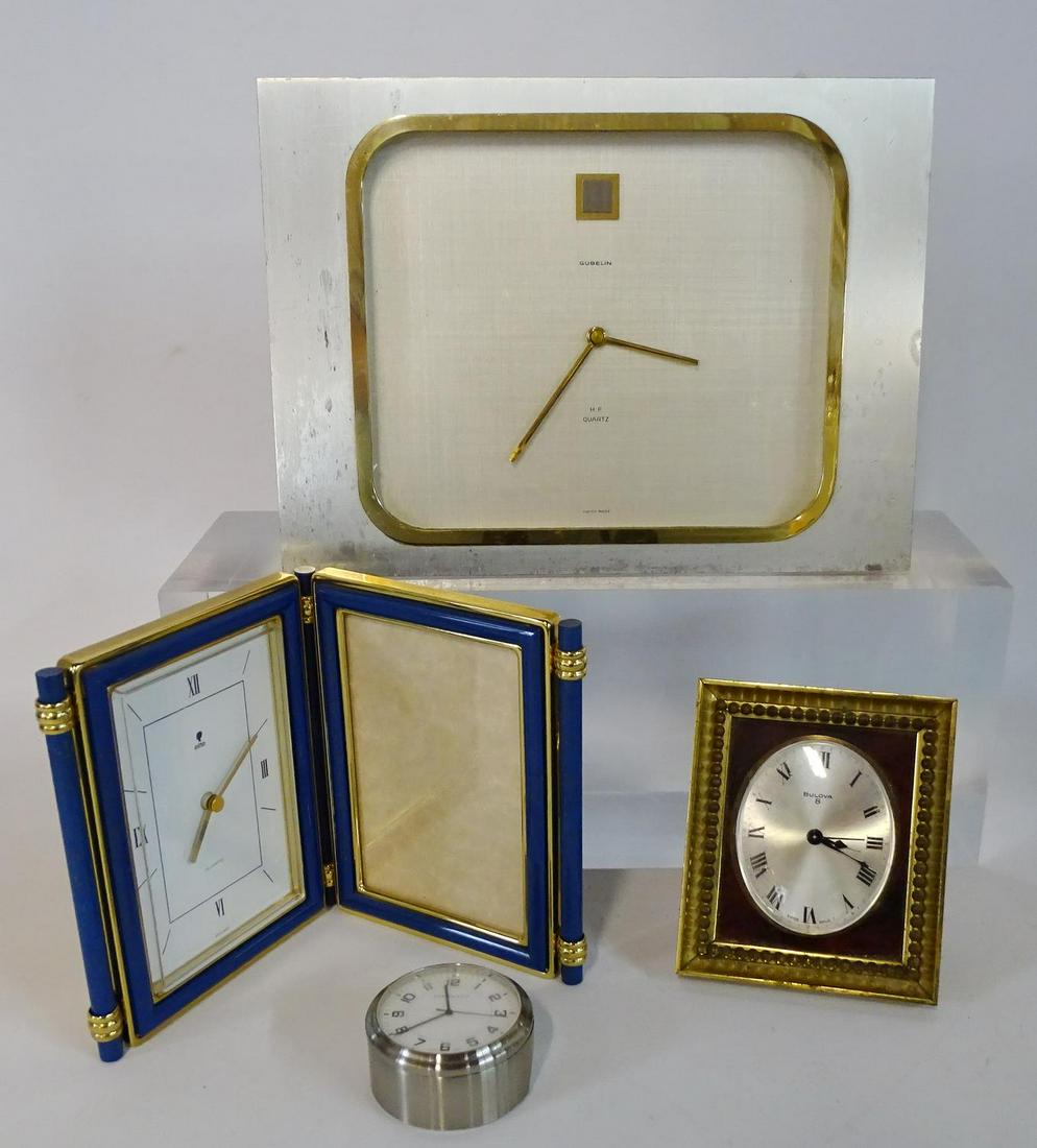 LOT 4 DESK CLOCKS INC. TIFFANY & GUBELIN 7X9" LARGEST: LOT 4 DESK CLOCKS INC. TIFFANY & GUBELIN 7X9" LARGEST