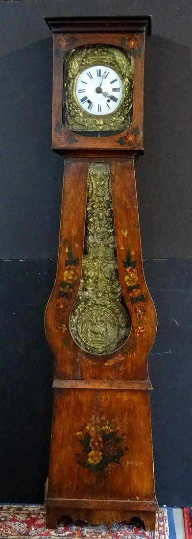 FRENCH MORBIER TALL CASE CLOCK 90"H 20"W 11"D: FRENCH MORBIER TALL CASE CLOCK 90"H 20"W 11"D