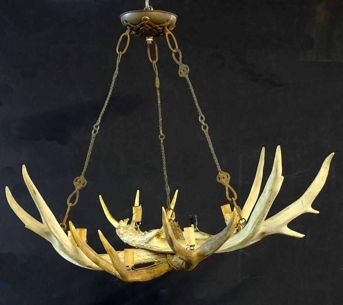 SWEDISH ANTLER 8 LIGHT CHANDELIER 24"H 25" DIA.: SWEDISH ANTLER 8 LIGHT CHANDELIER 24"H 25" DIA.