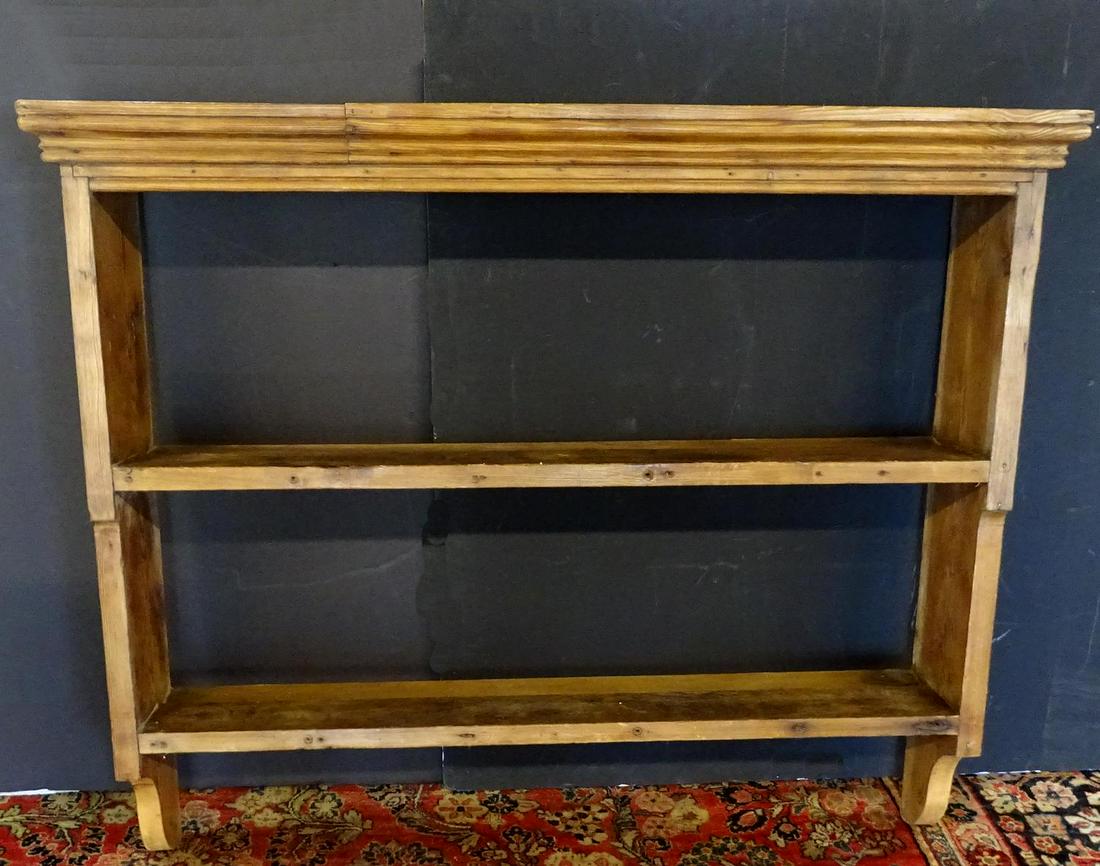 19TH C. ENGLISH PINE HANGING SHELF 41.5"H 51"L 10"D: 19TH C. ENGLISH PINE HANGING SHELF 41.5"H 51"L 10"D