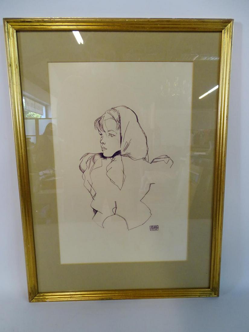 EGON SCHIELE PRINT PORTRAIT OF A GIRL 18.5X12": EGON SCHIELE PRINT PORTRAIT OF A GIRL 18.5X12"