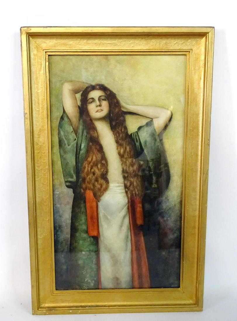 GIBSON SGN. WATERCOLOR PORTRAIT OF A WOMAN C. 1915: GIBSON SGN. WATERCOLOR PORTRAIT OF A WOMAN C. 1915 21X11.5"
