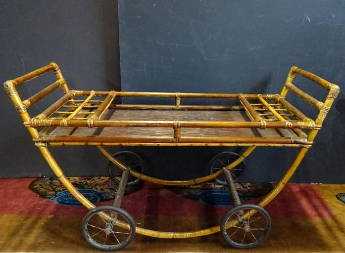Vintage Rattan Tea Cart