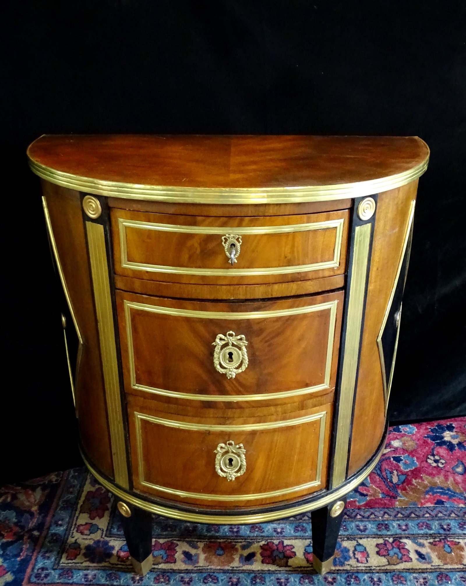 18TH C. RUSSIAN DEMILUNE COMMODE 32.5"H 29"W 16"D: 18TH C. RUSSIAN DEMILUNE COMMODE 32.5"H 29"W 16"D