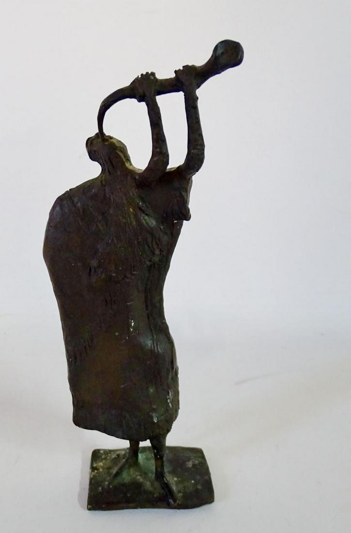 JUDAIC BRONZE MAN WITH SHOFAR 9.5"H: JUDAIC BRONZE MAN WITH SHOFAR 9.5"H