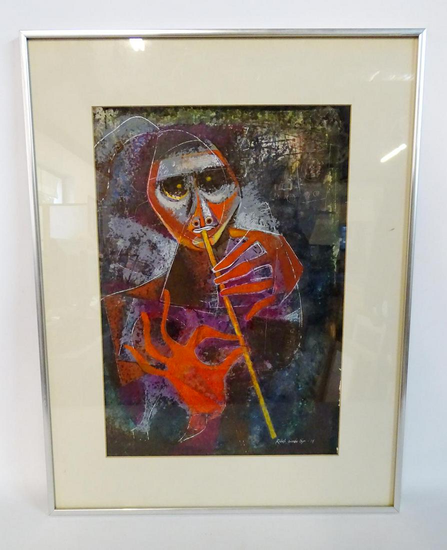 ROBERTO GONZALEZ GOYRI SGN. WORK ON PAPER FLUTE PLAYER: ROBERTO GONZALEZ GOYRI SGN. WORK ON PAPER FLUTE PLAYER 19X13"