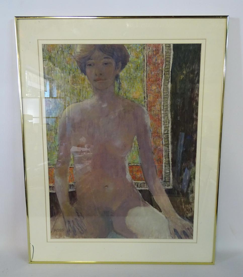 ROSS SGN. PASTEL ON PAPER PORTRAIT OF A WOMAN 32X25": ROSS SGN. PASTEL ON PAPER PORTRAIT OF A WOMAN 32X25" INC. FRAME