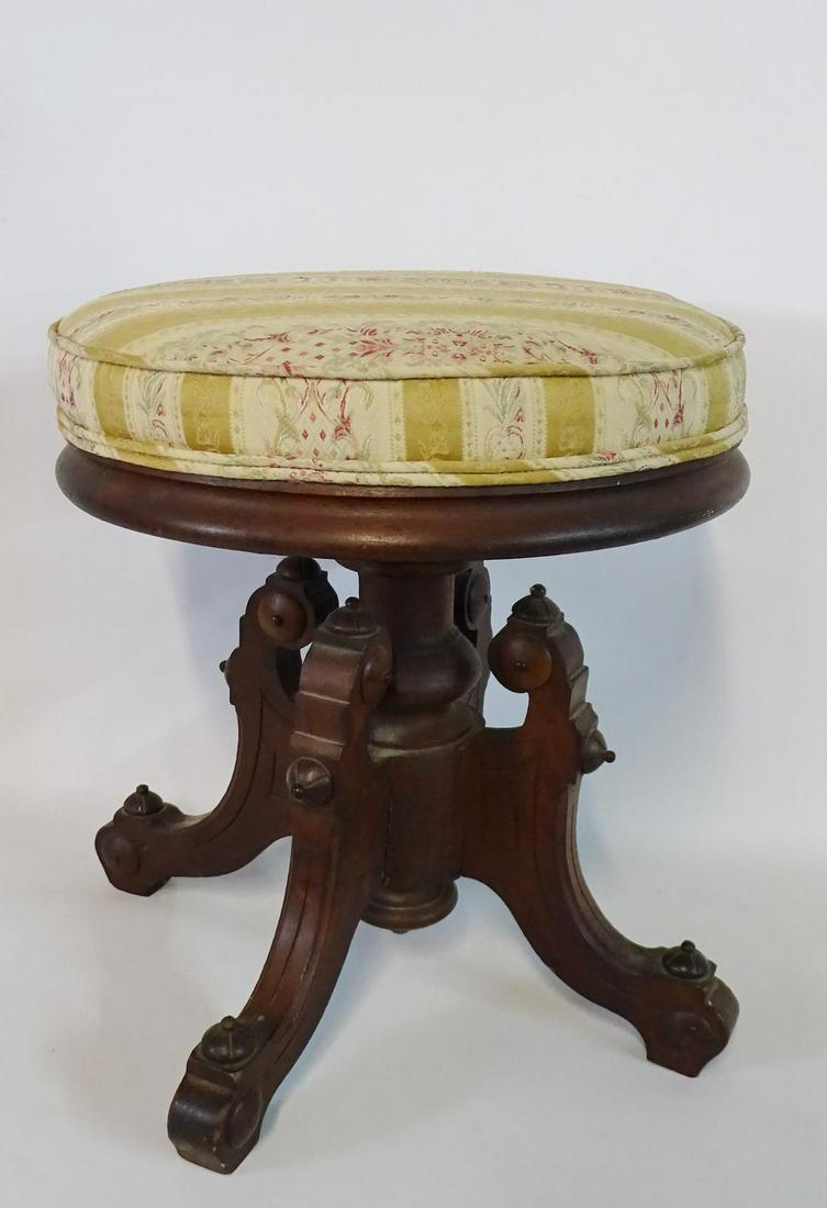 VICTORIAN PIANO STOOL 18"H 16" DIA.: VICTORIAN PIANO STOOL 18"H 16" DIA.