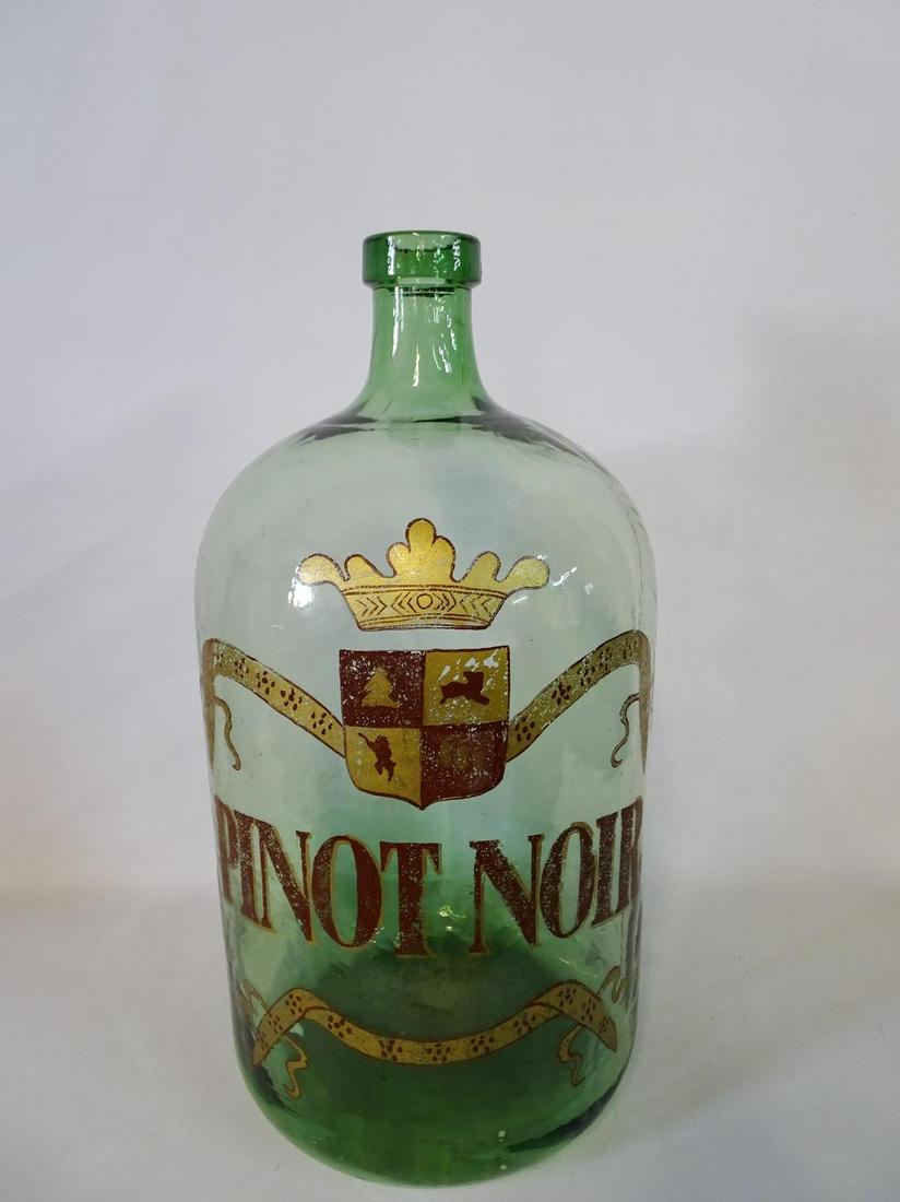 PINOT NOIR DECORATED GLASS WINE BOTTLE 23"H: PINOT NOIR DECORATED GLASS WINE BOTTLE 23"H