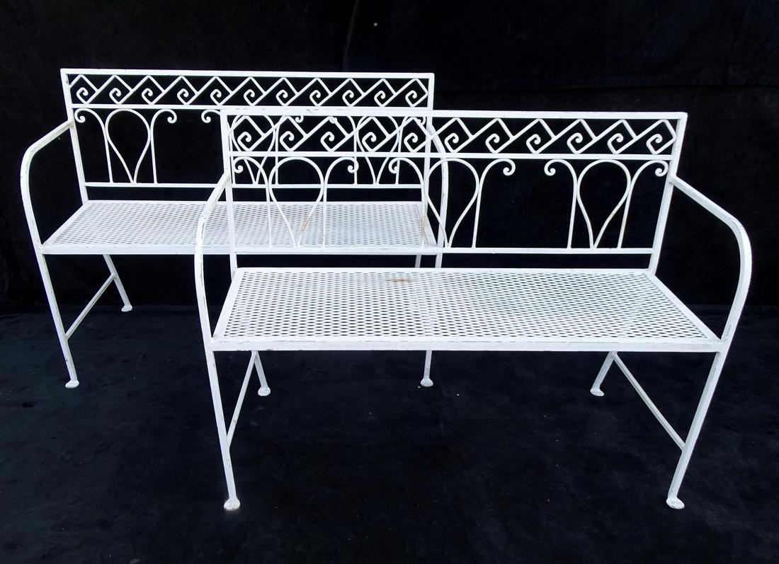 PR. WROUGHT IRON SETTEES 29" X 40" X 14": PR. WROUGHT IRON SETTEES 29" X 40" X 14"