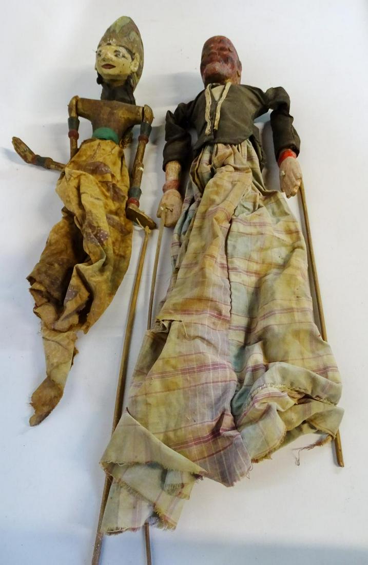 THAI ANTIQUE MARIONETTES (2) 20"H EACH: THAI ANTIQUE MARIONETTES (2) 20"H EACH