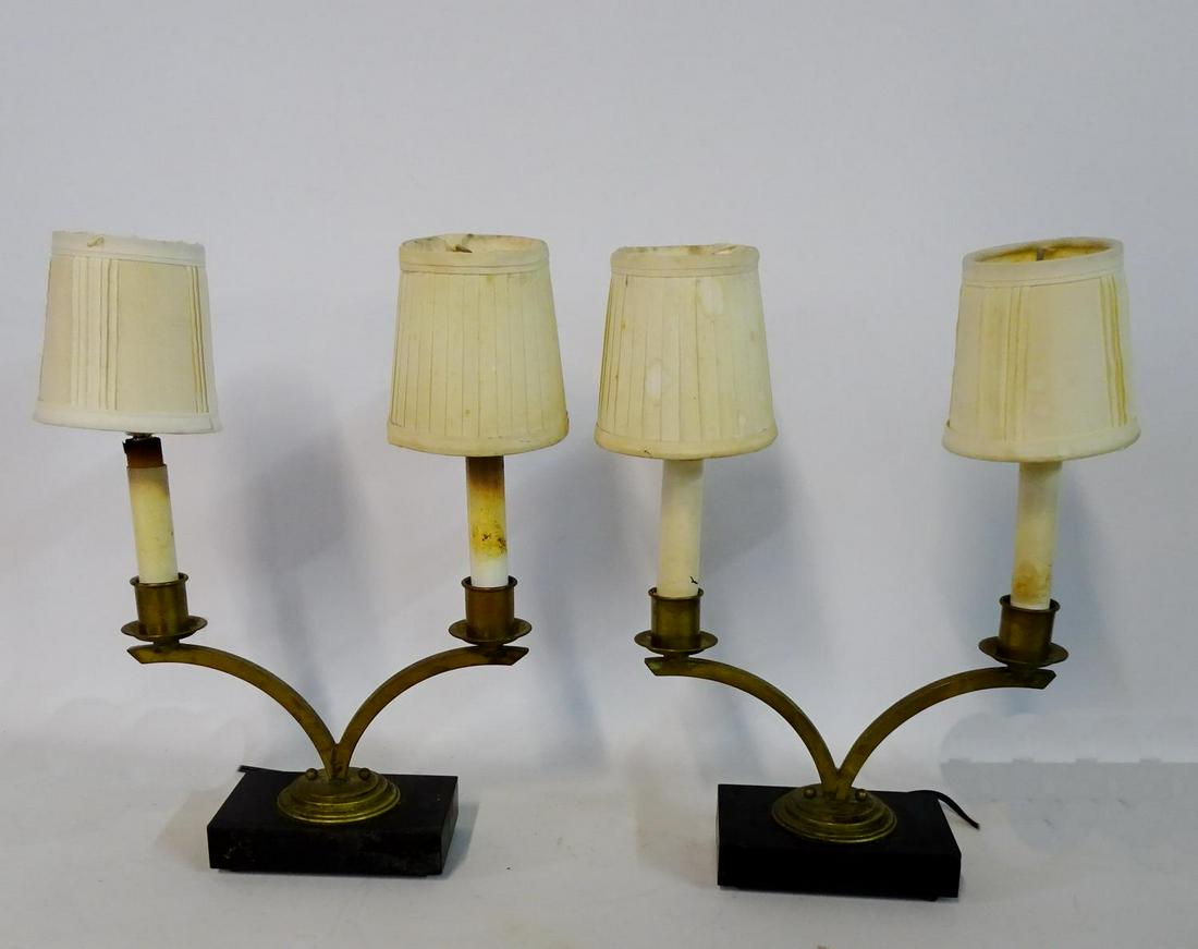 PR. BRASS & MARBLE CANDELABRA LAMPS: PR. BRASS & MARBLE CANDELABRA LAMPS