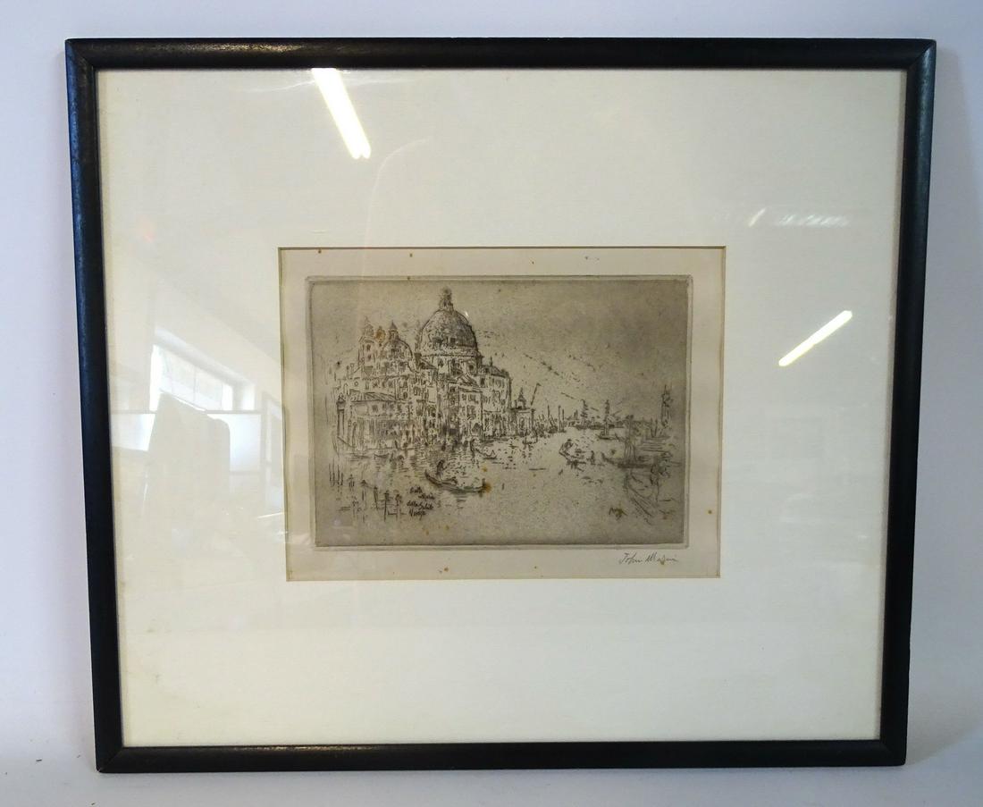 JOHN MARIN SGN. DRY POINT ETCHING VENETIAN SCENE SGN.: JOHN MARIN SGN. DRY POINT ETCHING VENETIAN SCENE SGN. IN PENCIL