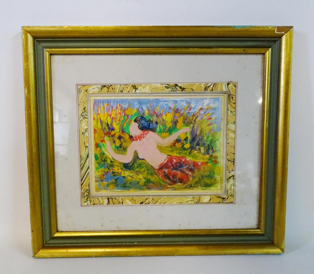 EMILIO GRAU SALA GOUACHE ON PAPER NUDE 6X8": EMILIO GRAU SALA GOUACHE ON PAPER NUDE 6X8"